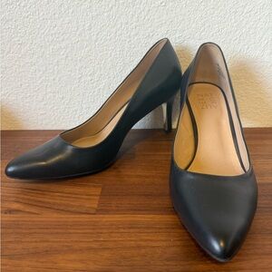 Black Heeled Shoes with Silver Accents